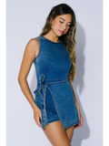 Sleeveless Wrap Denim Romper - Greige Goods