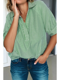 Striped Collared Blouse - Greige Goods