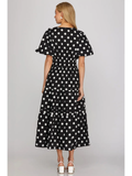 Polka Dot Pintuck Midi Dress - Greige Goods
