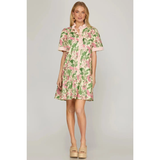 Printed Mini Dress - Greige Goods