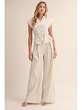 Oversized Shoulder Sleeveless Padded Top & Pant Set