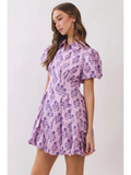 Floral Print Puff Sleeve Bubble Dress