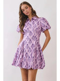 Floral Print Puff Sleeve Bubble Dress