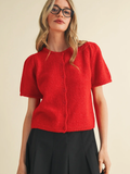 Short Puff Sleeve Sweater Cardigan