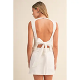 Stretch Cotton Twill Open Back Top and Mini Skirt - Greige Goods