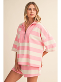 Striped Half Zip Top and Shorts Set - Greige Goods