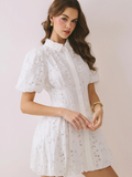 Eyelet Collared Front Button Dress