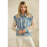 Denim Jacket with Cream Lace
