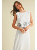 Embroidered Sleeveless Top and Skirt Set - Greige Goods