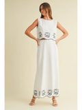 Embroidered Sleeveless Top and Skirt Set - Greige Goods