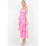 Ruffle Detail Tube Midi Dress