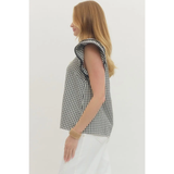 Gingham Flutter Sleeve Top - Greige Goods