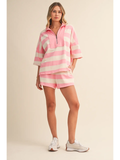 Striped Half Zip Top and Shorts Set - Greige Goods