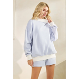 Mock Neck Striped Sweatshirt - Greige Goods