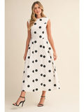 Sleeveless Polka Dot Midi Dress - Greige Goods