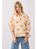 Polka Dot Ruffle Hem Long Sleeve Shirt