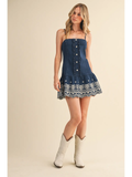 Sleeveless Denim Dress With Embroidery