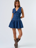 Denim Bib Mini Dress - Greige Goods