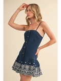 Sleeveless Denim Dress With Embroidery
