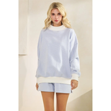 Mock Neck Striped Sweatshirt - Greige Goods