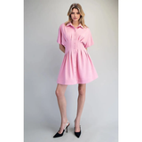 Solid Pleated Mini Dress - Greige Goods