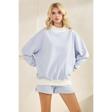 Mock Neck Striped Sweatshirt - Greige Goods