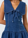 Denim Bib Mini Dress - Greige Goods