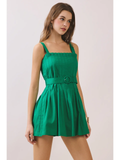 Pleated Square Neck Belt Dress