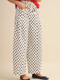 Polka Dot Pleated Barrel Pants