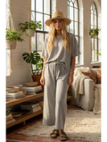 Striped Knit Top and Pants Set - Greige Goods