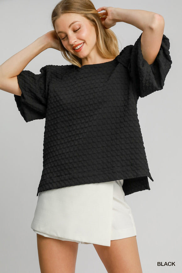 Jacquard Round Neck Top