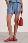 Flowy Denim Elastic Shorts - Greige Goods