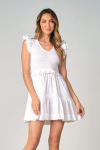 Smocked Ruffle Sleeve Dress - Greige Goods