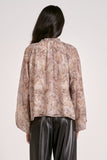 LS Flowy Tie Front Blouse - Greige Goods