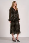Geo Print Tie Neck Dress