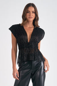 Sparkle Shoulder Pad Blouse