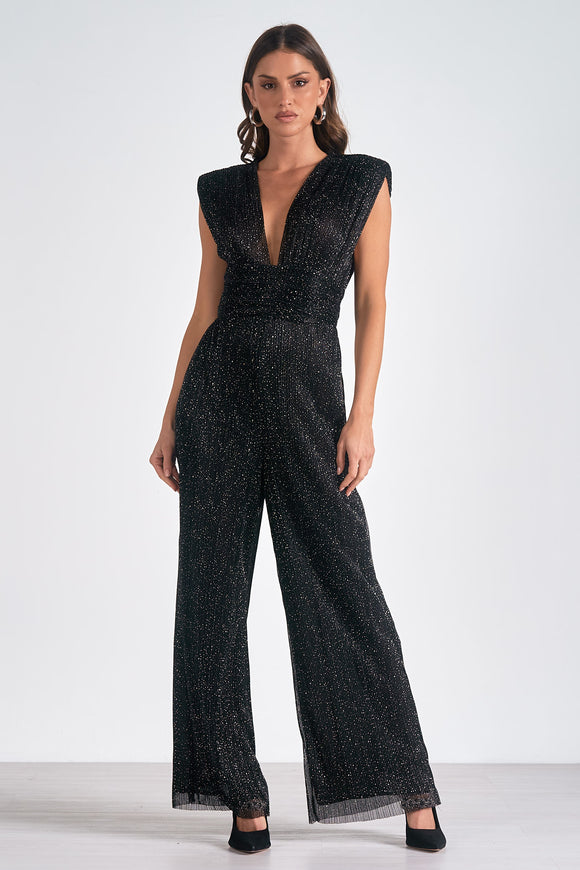 Sparkle Shoulder Pad Jumpsuit