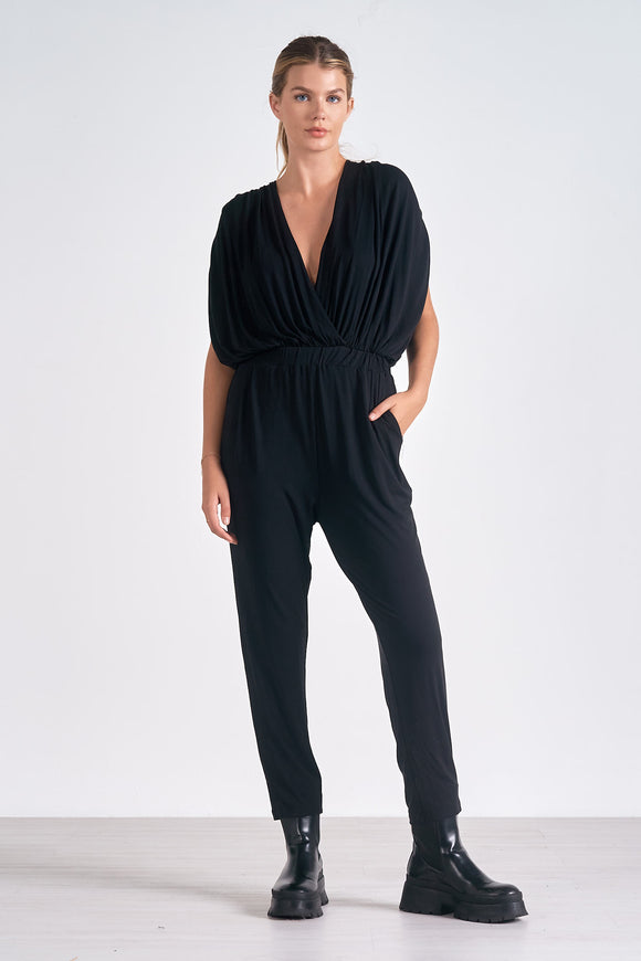 Drape Front V-Neck Jumpsuit