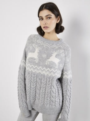 Cable Knit Reindeer Sweater