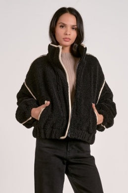 Black Invisible Zip Jacket