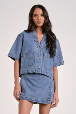 Cropped Denim Top - Greige Goods