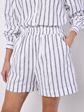 Linen Blend Stripe Shorts - Greige Goods