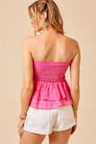 Strapless smocked Top - Greige Goods