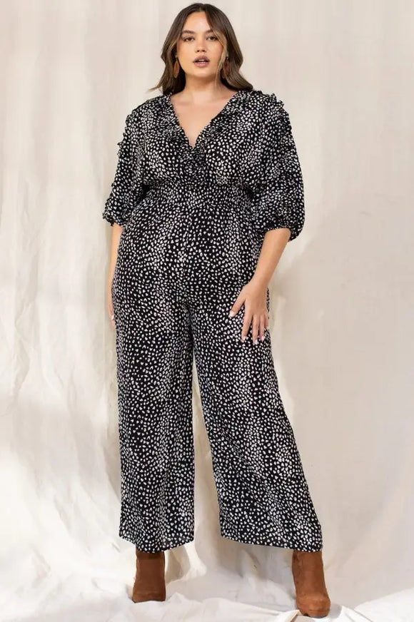 Curvy Girl Leopard Print Jumpsuit - Greige Goods