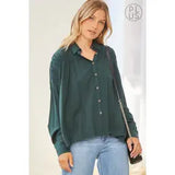 Curvy Girl Button Down Blouse - Greige Goods