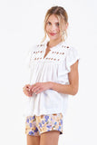 Kezia Knotted Embroidery Top - Greige Goods