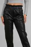 Ruffled Waist Leather Pant - Greige Goods