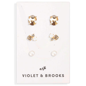 Cleo Boxed Earring Trio - Greige Goods