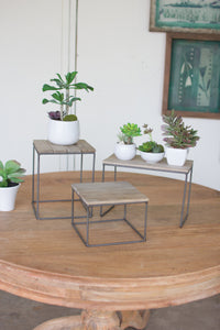 Wood and Metal Table Top Risers - Greige Goods